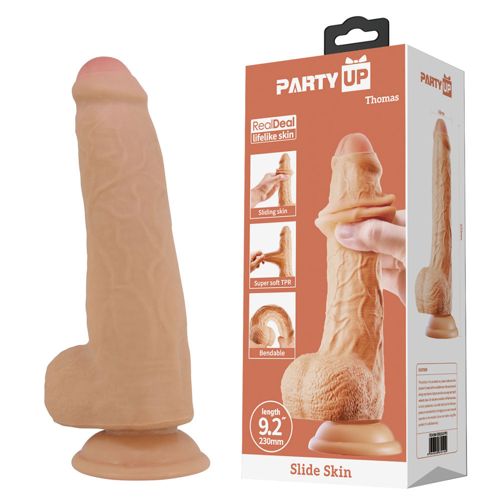 Party Up THOMAS Slide Skin Dong - Flesh 23 cm Flexible Dildo - BW-008116LP-PU