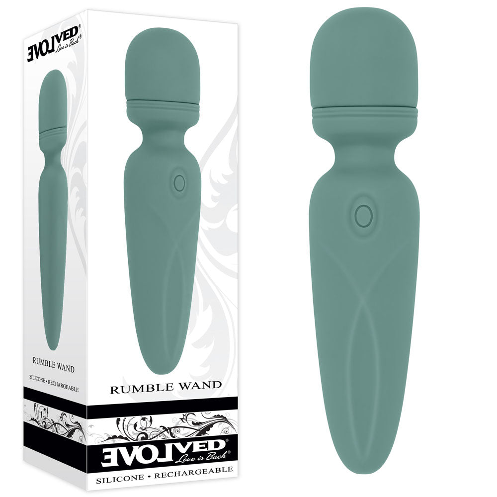 Evolved RUMBLE WAND - Olive Green 13.4 USB Rechargeable Mini Massage Wand - EN-RS-6848-2