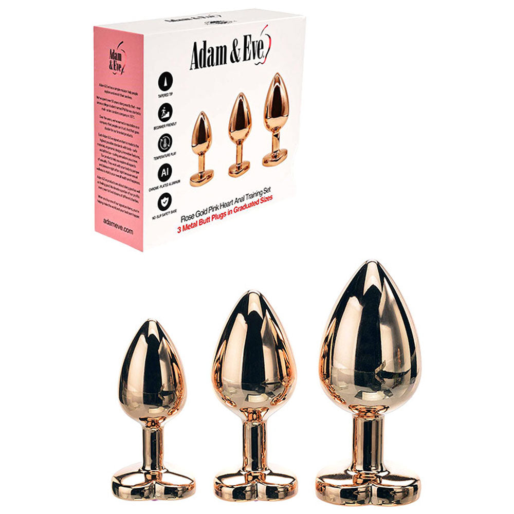 Adam & Eve ROSE GOLD HEART GEM ANAL TRAINING SET - Rose Gold Metal Ana Love Aura Adam & Eve ROSE GOLD HEART GEM ANAL TRAINING SET - Rose Gold Metal Ana Love Aura