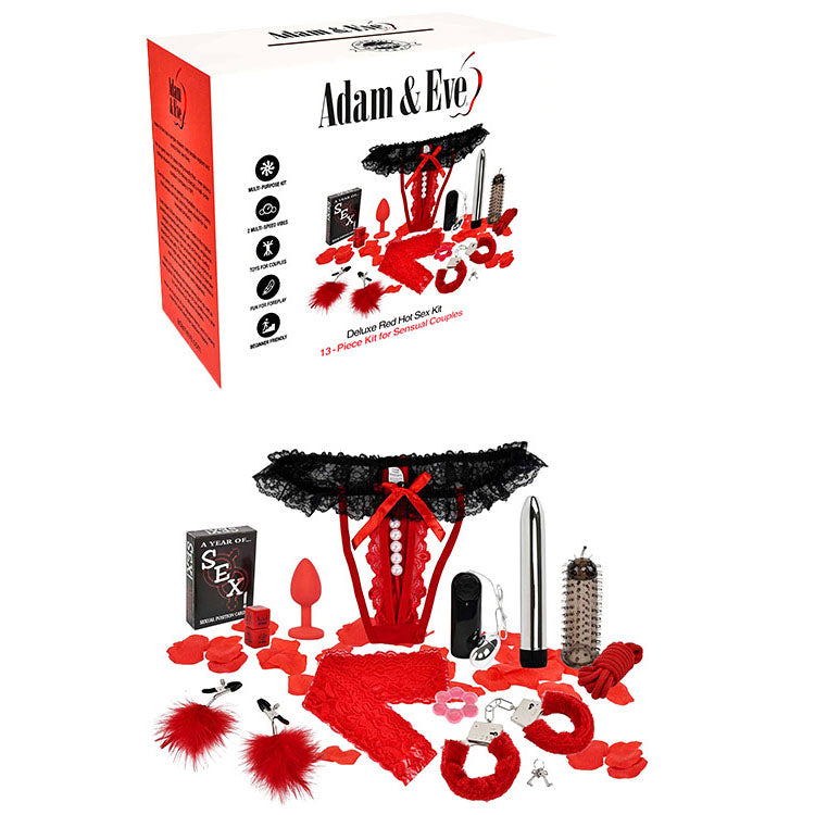 Adam & Eve DELUXE RED HOT SEX KIT - Couples Kit - 13 Piece Set - J784 0000