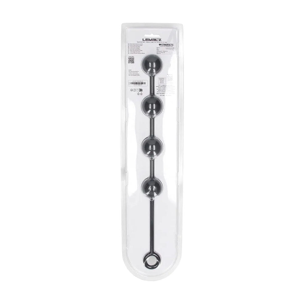 LEVELZ Round Silicone Anal Balls - L - 40mm - Black 40.5 cm Large Anal Beads