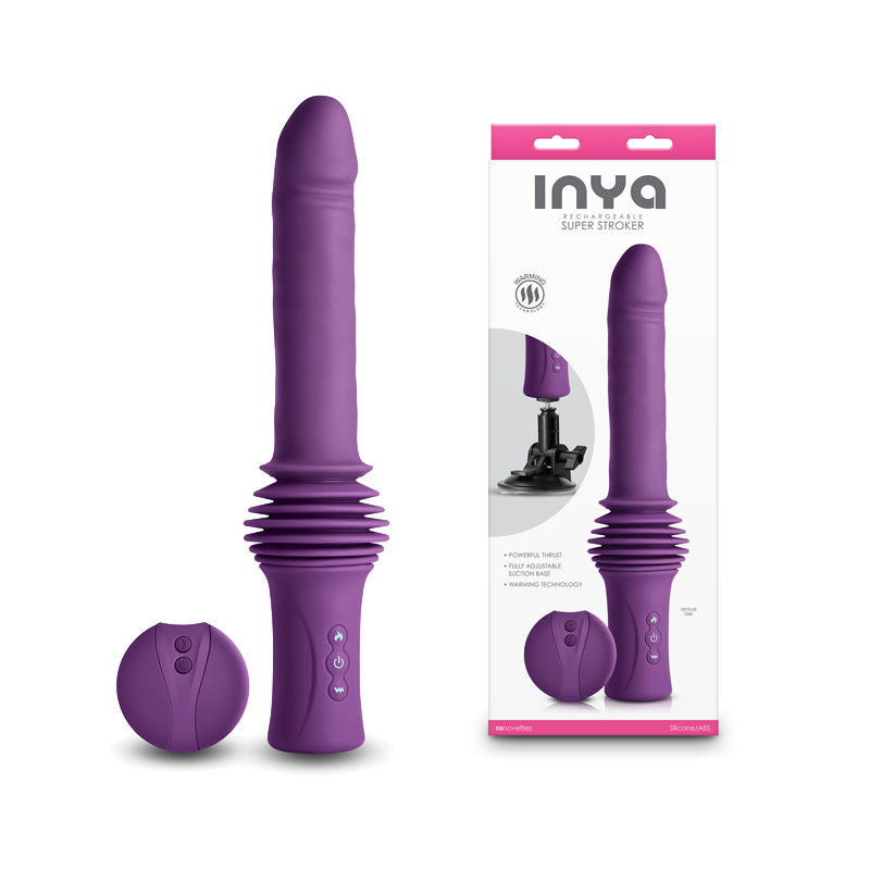 INYA Super Stroker Purple Thrusting Vibrator with Remote & Stand Love Aura INYA Super Stroker Purple Thrusting Vibrator with Remote & Stand Love Aura