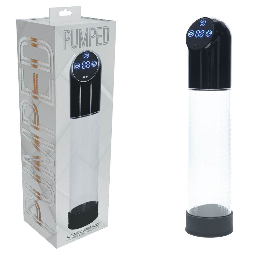 PUMPED Automatic Waterproof Pump - Black - Black/Clear USB Rechargeable Automatic Penis Pump - PMP056BLK