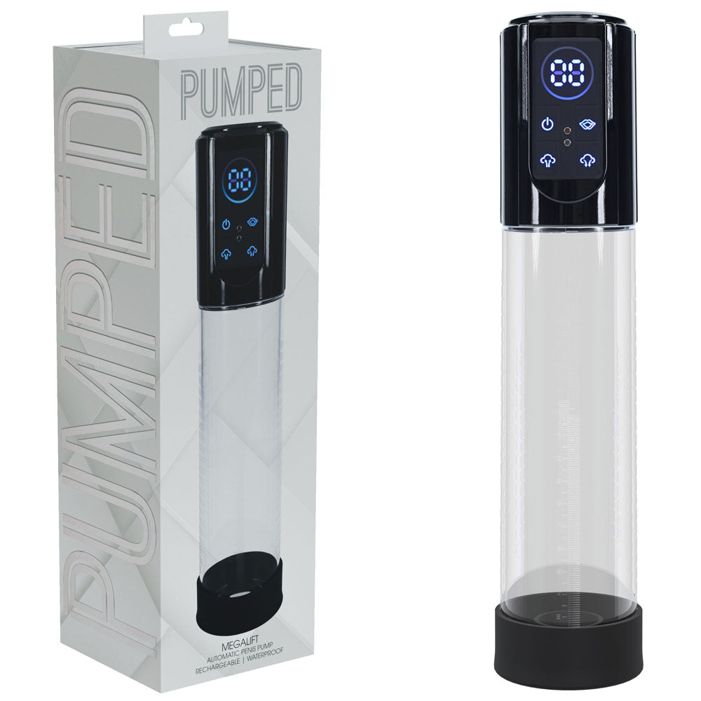 PUMPED MegaLift Automatic Penis Pump - Black - Black/Clear USB Rechargeable Auto Penis Pump - PMP059BLK