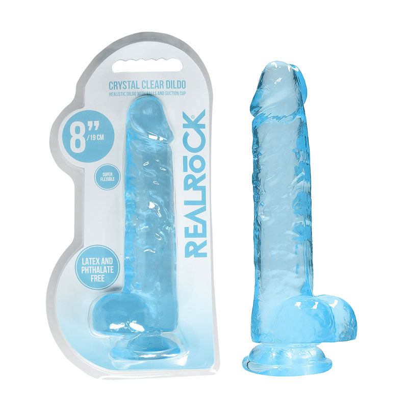 REALROCK 8'' Realistic Dildo With Balls - Blue 20.3 cm Dong - REA092BLU