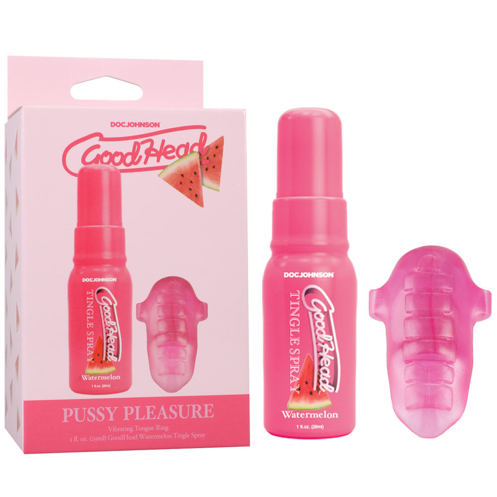 GoodHead Pussy Pleasure Party Kit - Watermelon GoodHead Tingle Spray and Vibrating Tongue Ring - 1363-23-BX