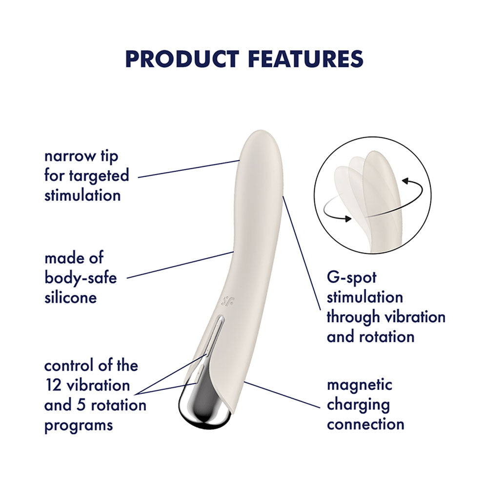 Satisfyer Spinning Vibe 1 - Beige - Beige 17.8 cm USB Rechargeable Rotating Vibrator