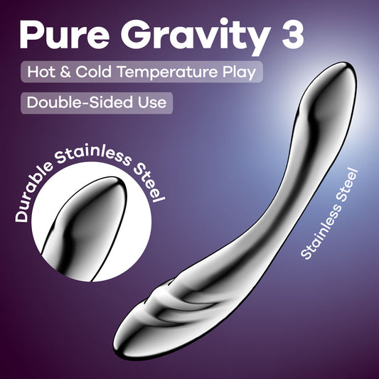 Satisfyer Pure Gravity 3 - Chrome Steel 21 cm Dildo - 4067018