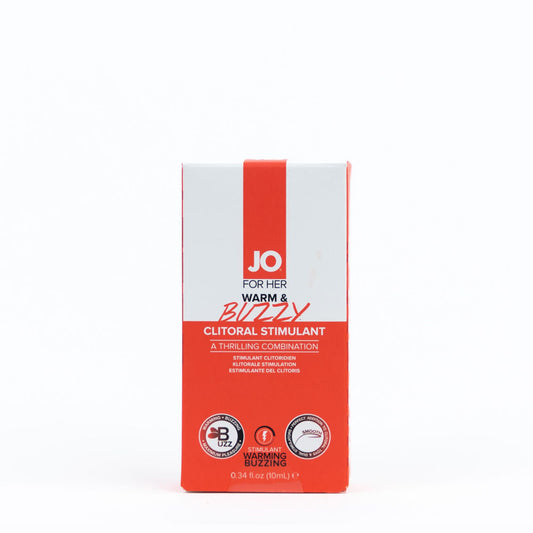 JO Warm & Buzzy Clitoral Stimulant - 10 mL - Warming Clitoral Stimulation Gel - 10 ml Tube
