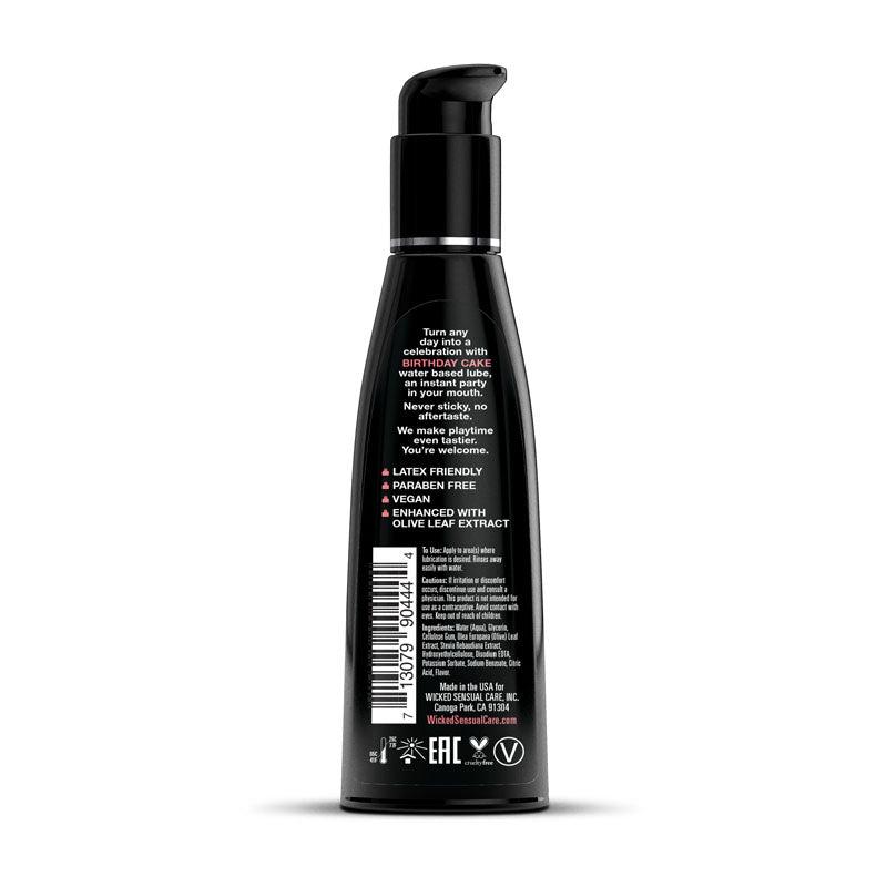 Wicked Aqua Birthday Cake - Birthday Cake Flavoured Water Based Lubricant - 120 ml (4 oz) Bottle