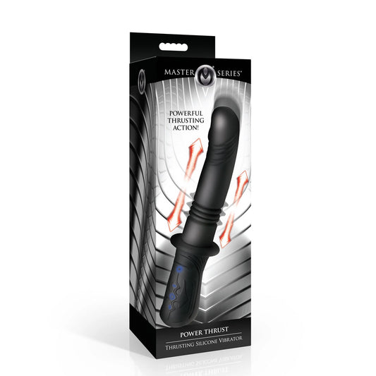 Master Series Power Thrust - Black 26.4 cm USB Rechargeable Thrusting Vibrator - AH661