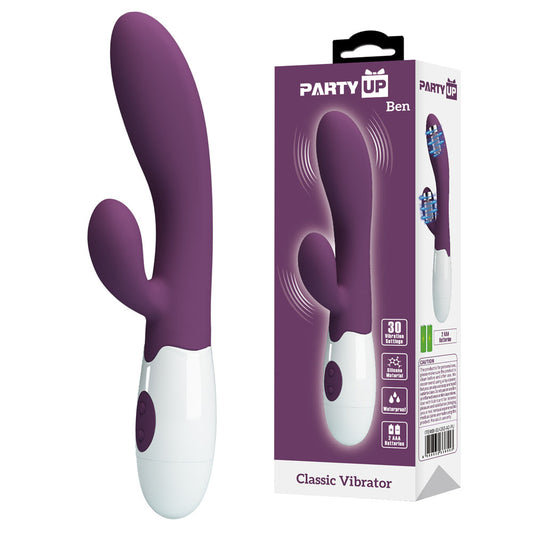 Party Up BEN Classic Vibe - Purple - Purple 20 cm Rabbit Vibrator - BI-014263-A2-PU