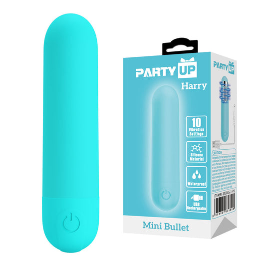 Party Up HARRY Mini Bullet - Teal - Teal 8 cm USB Rechargeable Bullet - BI-300085-1-PU