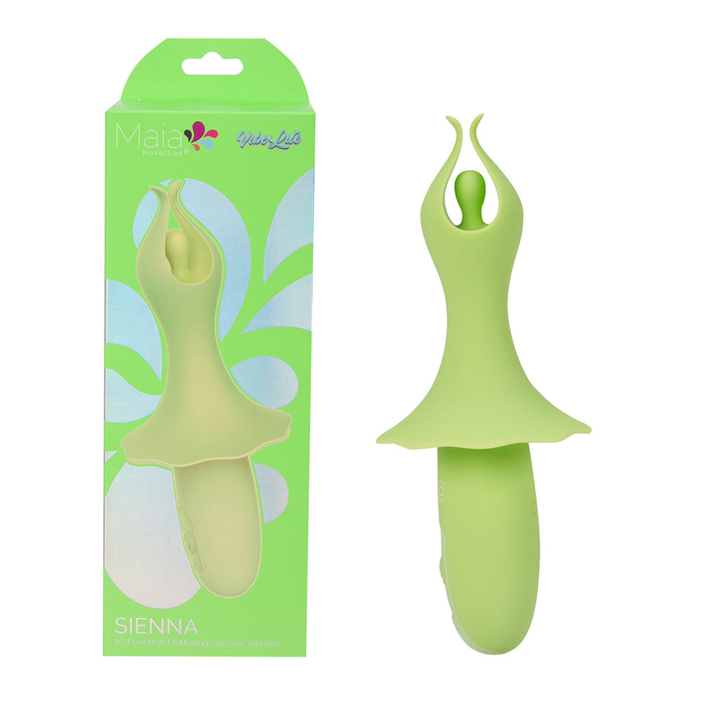 Maia SIENNA - Green - Green 15.2 cm USB Rechargeable Fluttering Bullet - BO-25-01-GREEN