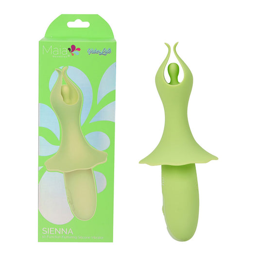 Maia SIENNA - Green - Green 15.2 cm USB Rechargeable Fluttering Bullet - BO-25-01-GREEN