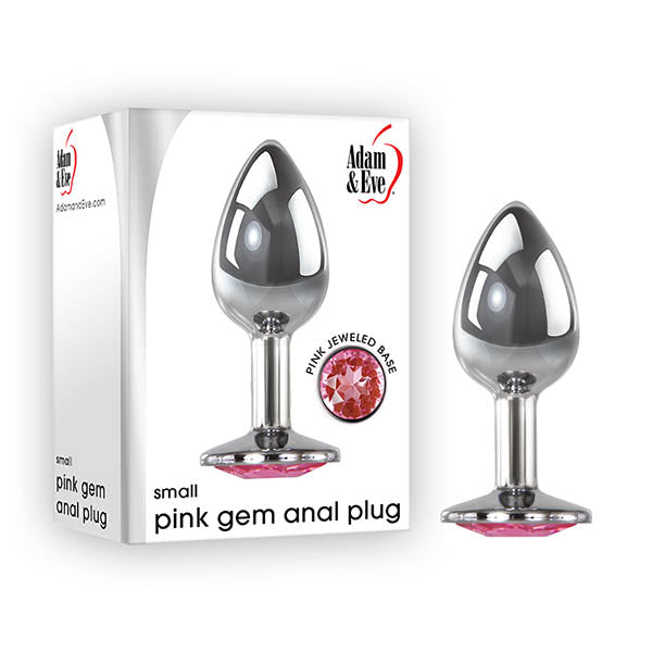 Adam & Eve Pink Gem Anal Plug - Small - Silver Small 7.1 cm Metal Butt Plug with Pink Gem - C656 6258