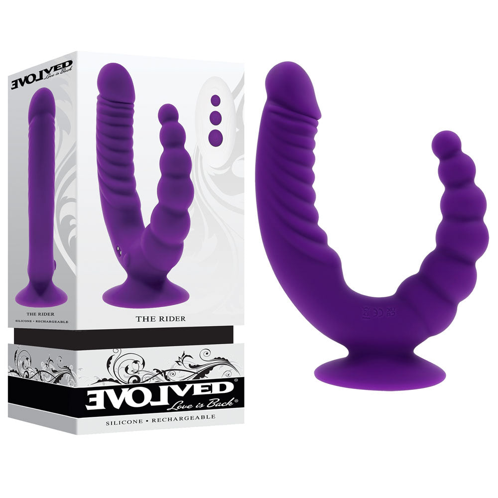 Evolved THE RIDER - Purple USB Rechargeable Double Ended Vibrator with Wireless Remote - EN-RS-4516-2
