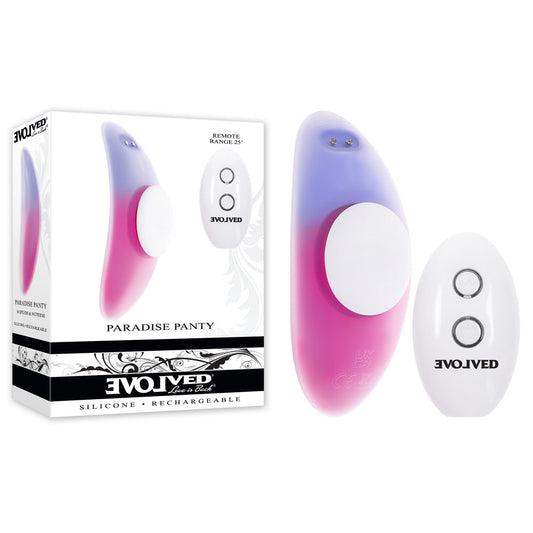 Evolved PARADISE PANTY - Pink/Purple USB Rechargeable Panty Vibrator with Remote Control - EN-RS-5711-2
