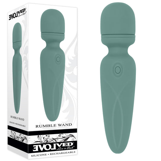 Evolved RUMBLE WAND - Olive Green 13.4 USB Rechargeable Mini Massage Wand - EN-RS-6848-2