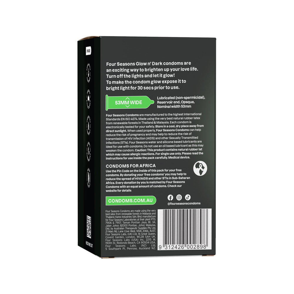 Glow N' Dark Condoms - Glow In The Dark Lubricated Condoms - 8 Pack