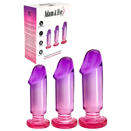 Adam & Eve SUNSET DREAMS Anal Training Kit - Pink/Purple Anal Training Set - Set of 3 Plugs - J353 2500