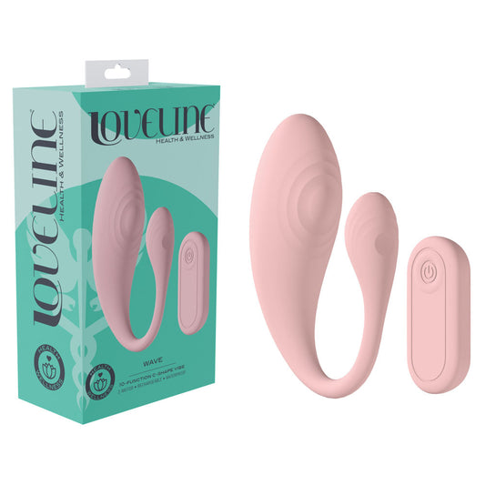 LOVELINE Wave - Pink USB Rechargeable C-Shaped Vibrator with Remote - LOVU082PNK