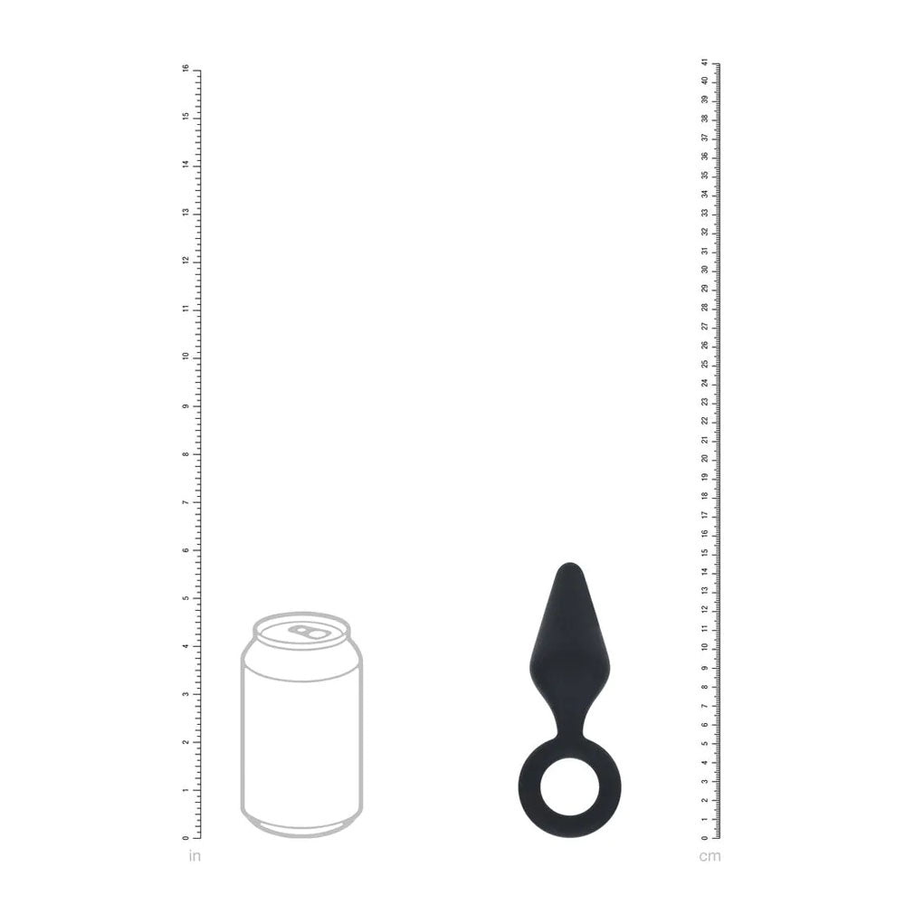 LEVELZ Silicone Anal Plug with Loop - Medium - Black - Black Medium Butt Plug