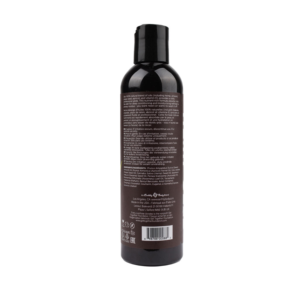 Hemp Seed Massage & Body Oil - Nag Champa (East Indian Incense) Scented - 237 ml Bottle