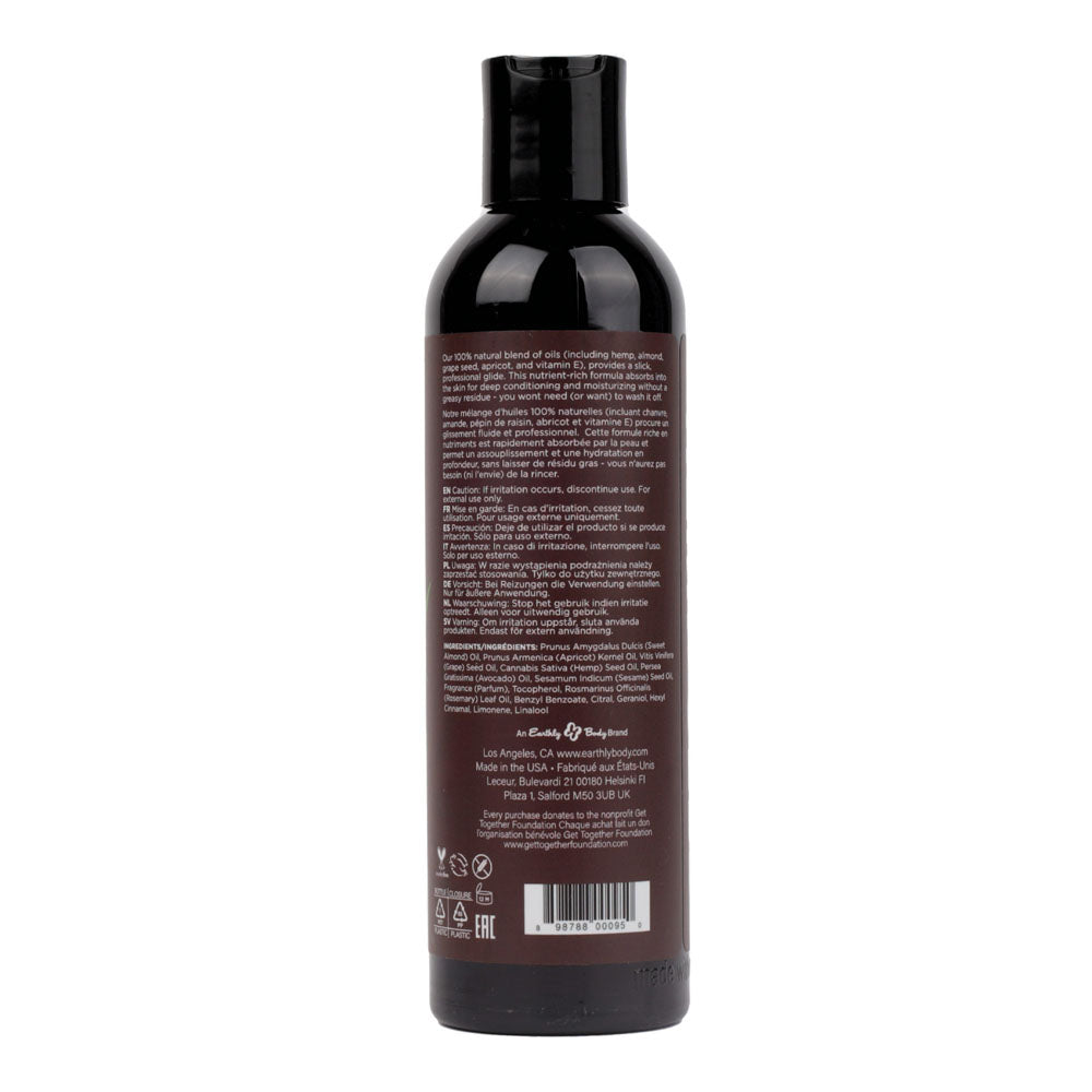 Hemp Seed Massage & Body Oil - Naked In The Woods (White Tea & Ginger) Scented - 237 ml Bottle