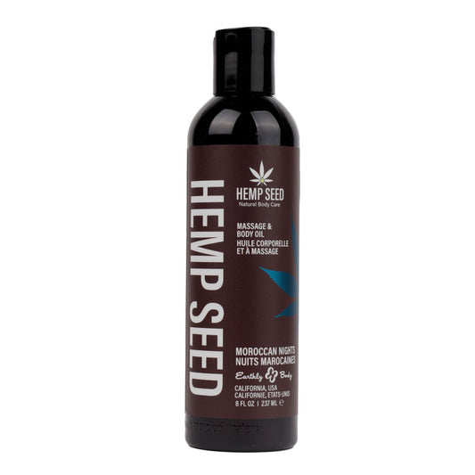 Hemp Seed Massage & Body Oil - Moroccan Nights (Earthy & Spicy-Sensual) Scented - 237 ml Bottle - MAS075