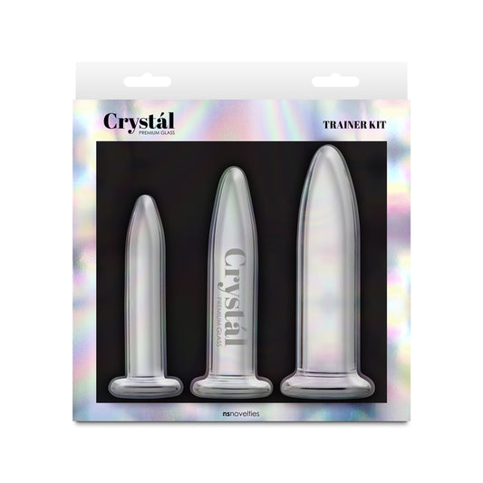 Crystal - 3pc Trainer Kit - Clear - Clear Glass Anal Plugs - Set of 3 Sizes - NSN-0700-21