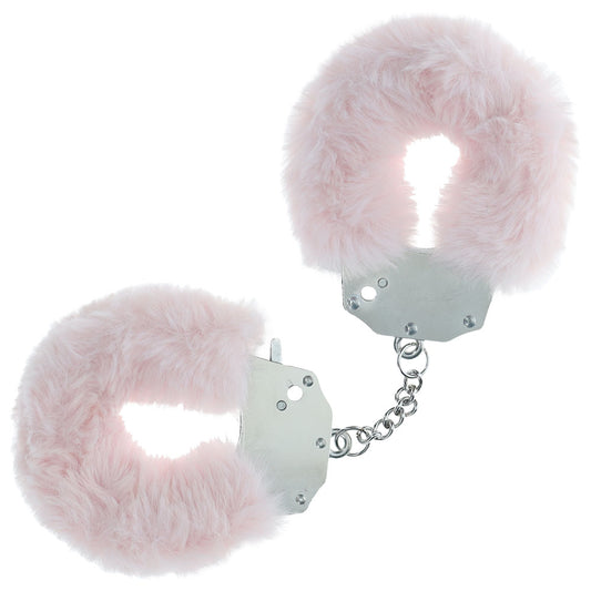 OUCH! Heavy-Duty Fluffy Cuffs - Powder Pink - Powder Pink Fluffy Restraints - OU1046PPNK