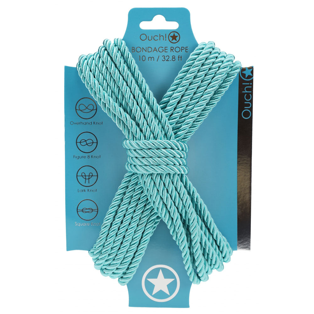 OUCH! Bondage Rope - 10 M - Blue - Blue Nylon Bondage Rope - 10 metre Length - OU1058BLU