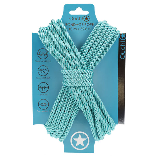 OUCH! Bondage Rope - 10 M - Blue - Blue Nylon Bondage Rope - 10 metre Length - OU1058BLU