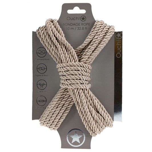 OUCH! Bondage Rope - 10 M - Gold - Gold Nylon Bondage Rope - 10 metre Length - OU1058GLD