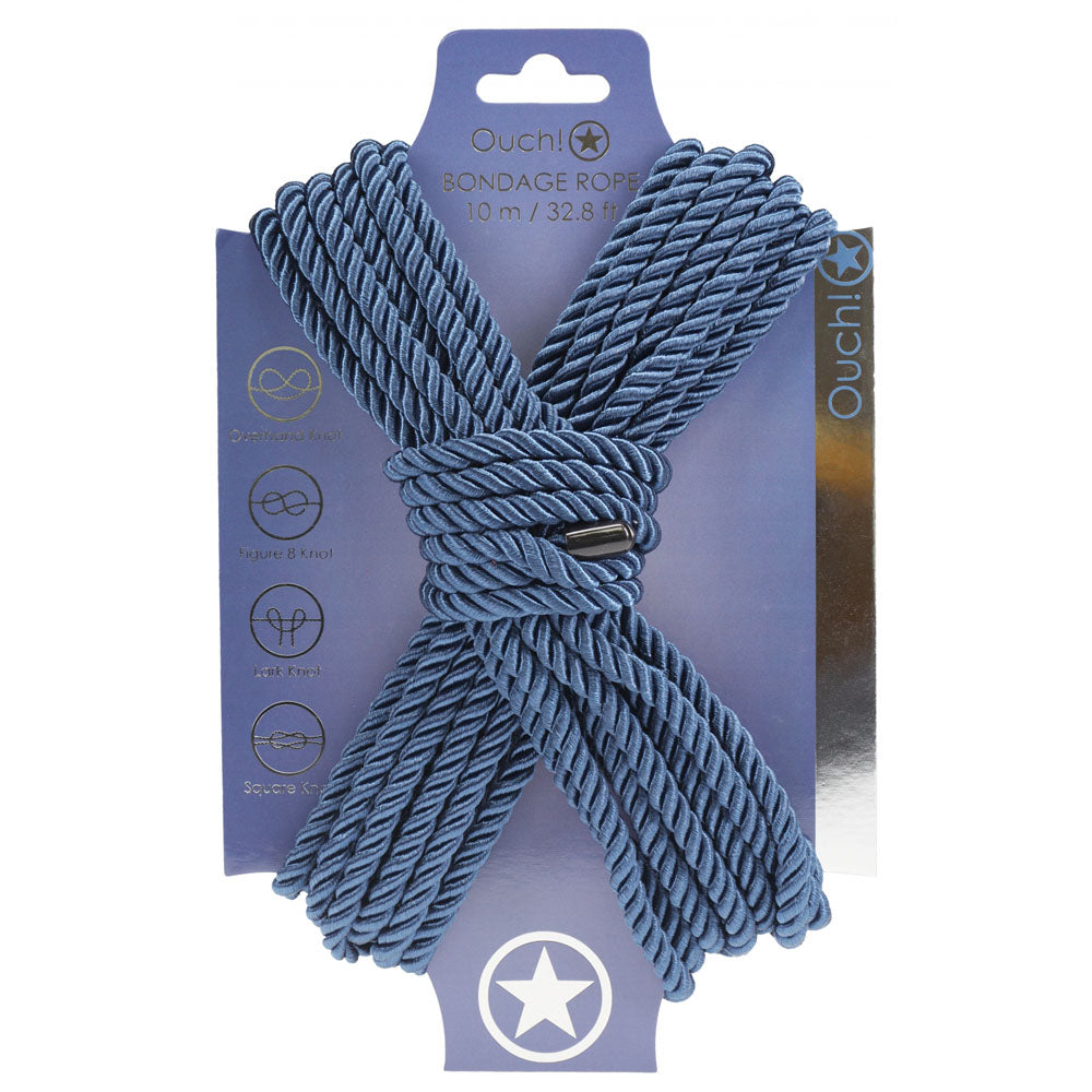 OUCH! Bondage Rope - 10 M - Navy Blue - Navy Blue Nylon Bondage Rope - 10 metre Length - OU1058NVY