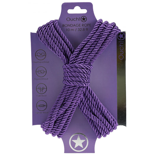 OUCH! Bondage Rope - 10 M - Purple - Purple Nylon Bondage Rope - 10 metre Length - OU1058PUR