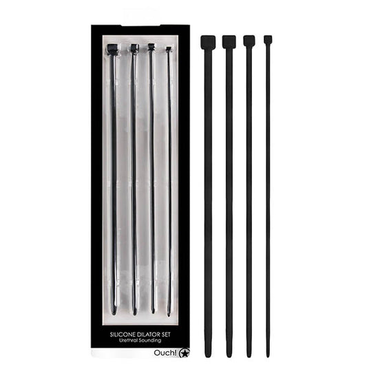 OUCH! Urethral Sounding Dilator Set - Black Silicone Urethral Sound Set - OU324BLK