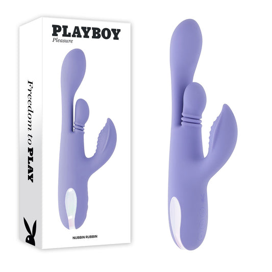 Playboy Pleasure NUBBIN RUBBIN - Purple 24.1 cm USB Rechargeable Thrusting Rabbit Vibrator - PB-RS-6695-2