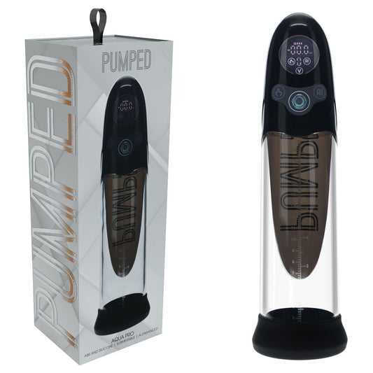 PUMPED Aqua-Pro Auto Pump - Black - Black/Clear USB Rechargeable AI-Enabled Submersible Auto Penis Pump - PMP053BLK