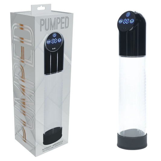 PUMPED Automatic Waterproof Pump - Black - Black/Clear USB Rechargeable Automatic Penis Pump - PMP056BLK