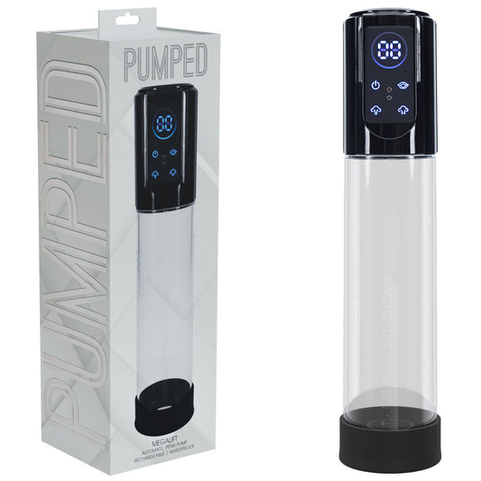 PUMPED MegaLift Automatic Penis Pump - Black - Black/Clear USB Rechargeable Auto Penis Pump - PMP059BLK