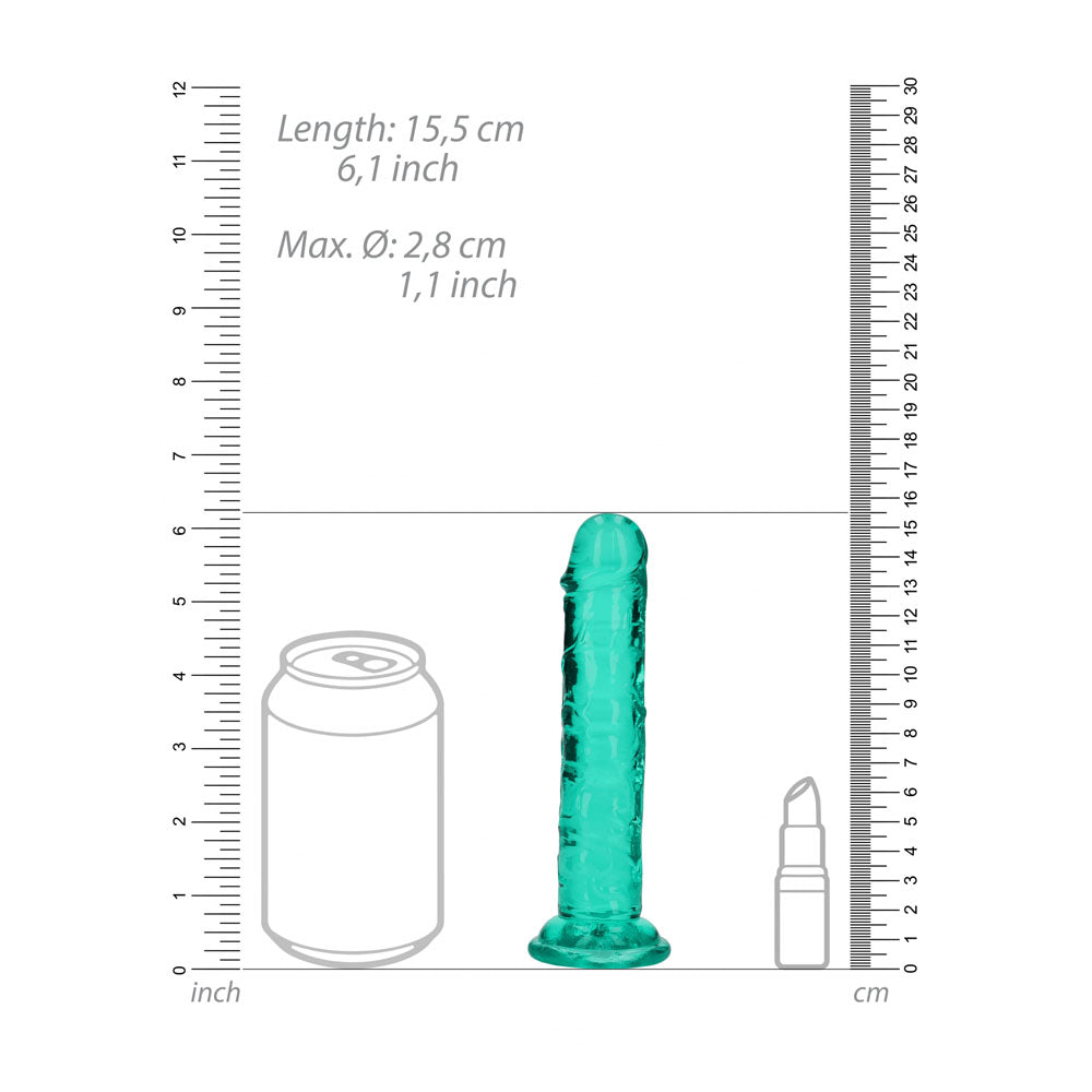 REALROCK 15.5 cm Straight Dildo - Turquoise - Turquoise 15.5 cm (6'') Dong