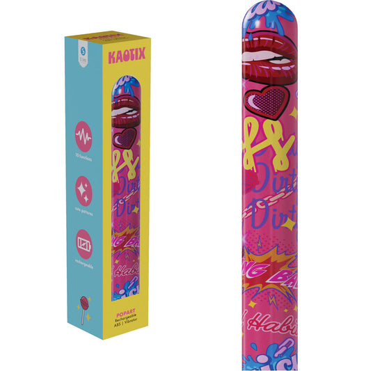 S-LINE Kaotix Pop Art - Pink 17.8 cm USB Rechargeable Vibrator