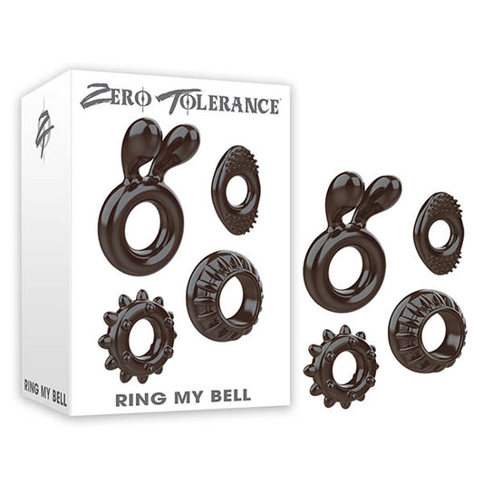 Zero Tolerance Ring My Bell - Black Cock Rings - Set of 4 - ZE-CR-4388-2