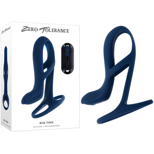 Zero Tolerance BIG TIME - Navy Blue USB Rechargeable Vibrating Penis Sleeve with Wireless Remote - ZE-RS-4547-2