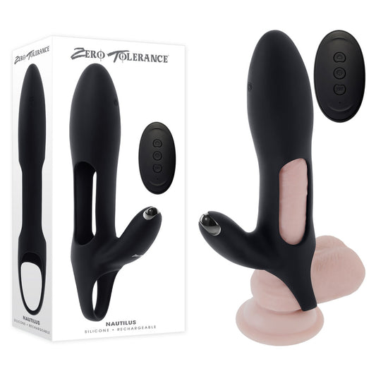 Zero Tolerance NAUTILUS - Black USB Rechargeable Vibrating Penis Extender Sleeve - ZE-RS-5605-2